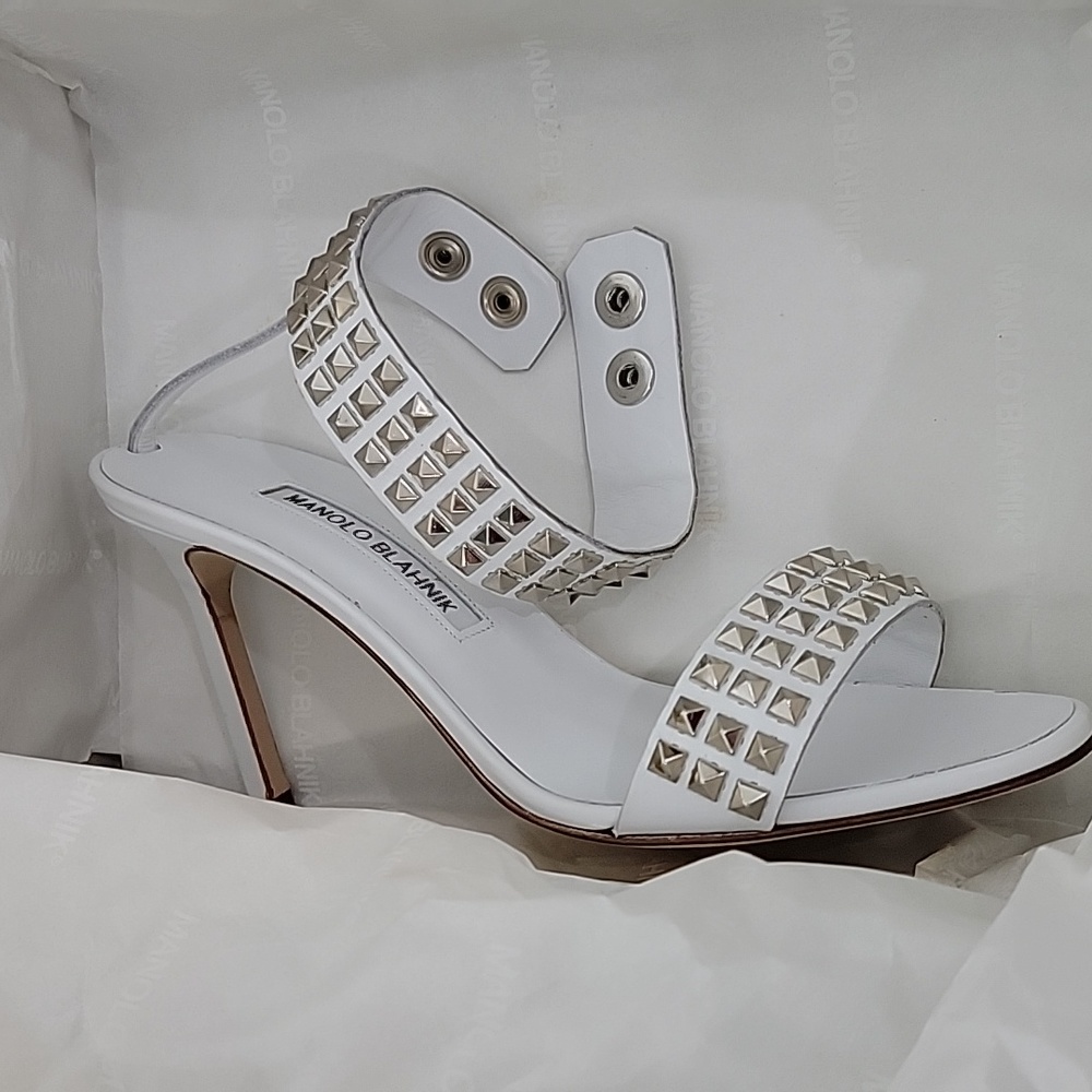 Manolo Blahnik Rocco Studded-Toe Sandal - Picture 9 of 16